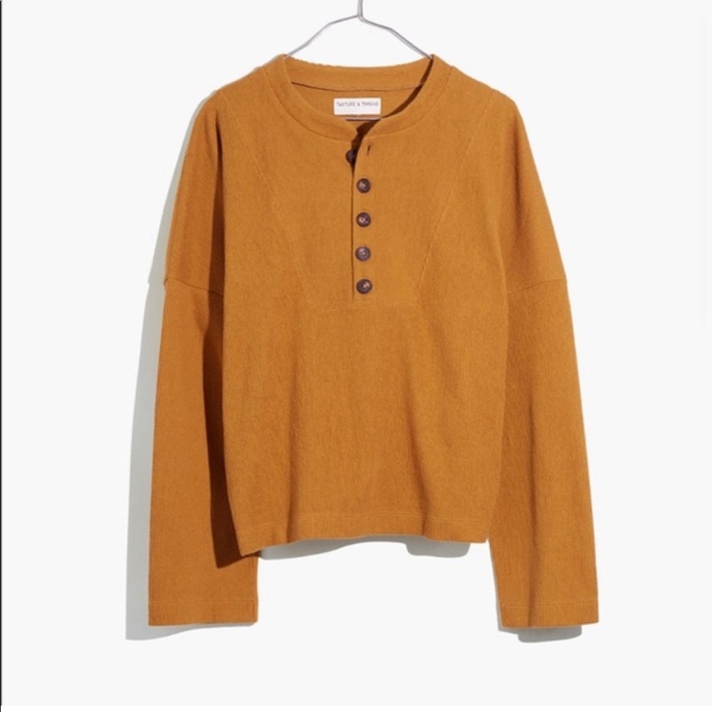 Madewell Texture and Thread Mustard Henley Top